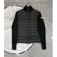 ​Famous Brand Moncler Padded Wool With Cashmere Zip-Up Cardigan M2823 Black