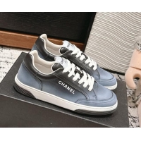 Shop Duplicate Chanel Printed Leather Sneakers Grey 1120118