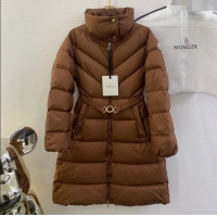 Best Price Moncler Down Jacket with Belt M112917 Brown 2024