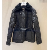 Big Discount Moncler Quilted Down Jacket with Belt M1203 Black 2024