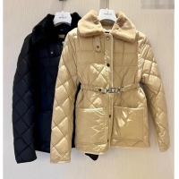 Pretty Style Moncler Quilted Down Jacket with Belt 1203 Beige 2024