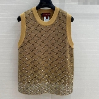 Well Crafted Gucci GG Knit Vest with Strass G1202 Yellow 2024