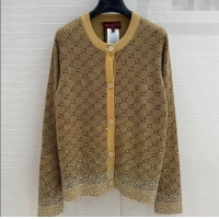 Top Quality Gucci GG Knit Cardigans with Strass G1202 Yellow 2024