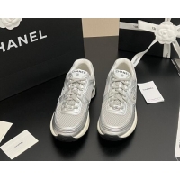 Modern Chanel Mesh & Calfskin Sneakers G39792 Silver/Grey 1120128