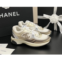 Duplicate Chanel Mesh & Calfskin Sneakers G39792 Gold-Tone 1120129