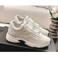 Grade Quality Chanel Calfskin Sneakers White Leather G46086 1120131