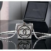 New Fashion Chanel Metal & Strass Long Necklace ABE842 Silver 2024