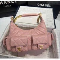 Reasonable Price Chanel Shiny Lambskin Large Hobo Bag AS5339 Light Pink 2024