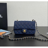 Famous Brand Chanel Quilted Denim Classic Mini Flap bag A01116 Dark Blue 2024