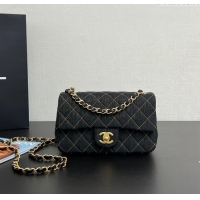 Well Crafted Chanel Quilted Denim Classic Mini Flap bag A01116 Black 2024