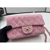 Luxury Cheap Chanel Tweed Classic Mini Flap Bag A69900 Light Pink 2024