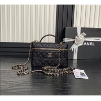 Promotional Chanel Grained Calfskin Long Vanity Case bag with Chain AP4407 Black 2024