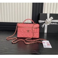 Good Taste Chanel Grained Calfskin Long Vanity Case bag with Chain AP4407 Pink 2024