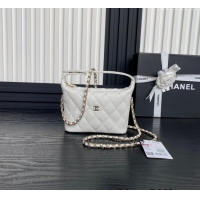 Market Sells Chanel Grained Calfskin Clutch with Chain AP4386 White 2024