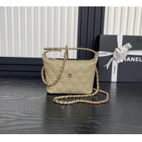 Affordable Price Chanel Grained Calfskin Clutch with Chain AP4386 Khaki 2024