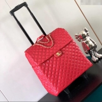 Low Cost Chanel Quilted Nylon Luggage Travel Bag A11784 Bright Red