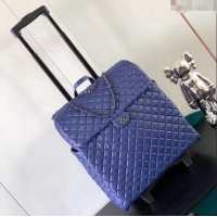 Famous Brand Chanel Quilted Nylon Luggage Travel Bag 0621 Blue