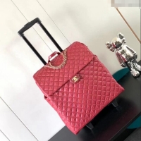 Popular Style Chanel Quilted Nylon Luggage Travel Bag 0621 Dark Red