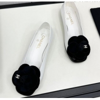 Purchase Chanel Lambskin Ballet Flats with Camellia Bloom White 1121025