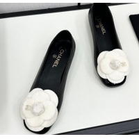 Popular Style Chanel Lambskin Ballet Flats with Camellia Bloom Black 121026