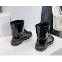 Buy Luxury Chanel Oil Calfskin Snow Boots with Chain Black 121037