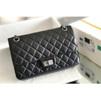 Top Design Chanel 2.55 Handbag in Aged Calfskin & Silver-Tone Metal A1601 Black 2024 Top Quality