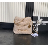 Pretty Style Chanel Shearling 22 Mini Shopping bag AS3980 Pale Pink 2024