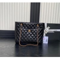 Top Grade Chanel Shiny Lambskin Small Shopping Bag AS5192 Black 2024