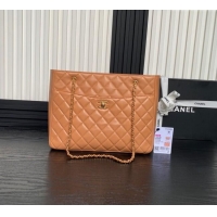 Good Product Chanel Shiny Lambskin Small Shopping Bag AS5192 Camel Brown 2024