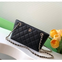 Promotional Chanel Grained Shiny Calfskin Classic Clutch with Chain AP4423 Black 2024