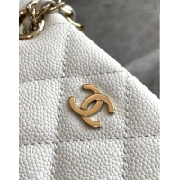 Inexpensive Chanel Grained Shiny Calfskin Classic Clutch with Chain AP4422 White 2024