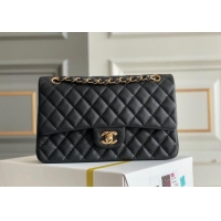 Big Discount Chanel Quilted Grained Calfskin Classic Medium Flap bag A01112 Black/Gold 2024