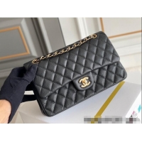 Big Discount Chanel Quilted Grained Calfskin Classic Medium Flap bag A01112 Black/Gold 2024