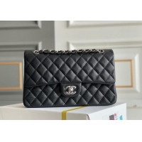 Good Product Chanel Quilted Grained Calfskin Classic Medium Flap bag A01112 Black/Silver 2024