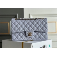 Famous Brand Chanel Quilted Grained Calfskin Classic Medium Flap bag A01112 Light Purple 2024