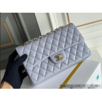 Famous Brand Chanel Quilted Grained Calfskin Classic Medium Flap bag A01112 Light Purple 2024