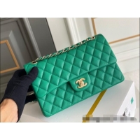 Grade Design Chanel Quilted Grained Calfskin Classic Medium Flap bag A01112 Green 2024