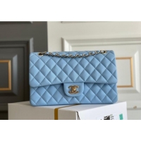 Buy Discount Chanel Quilted Grained Calfskin Classic Medium Flap bag A01112 Light Blue 2024