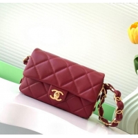 Best Price Chanel Lambskin Small Flap Bag with CC Chain AS5174 Burgundy 2024