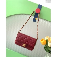 Best Price Chanel Lambskin Small Flap Bag with CC Chain AS5174 Burgundy 2024