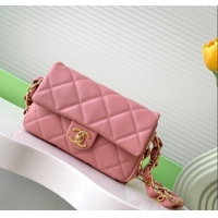 Buy Fashionable Chanel Lambskin Small Flap Bag with CC Chain AS5174 Light Pink 2024