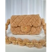 Shop Discount Chanel Shearling Small Flap Bag with CC Chain AS5174 Brown 2024