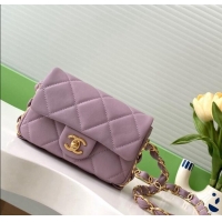 Pretty Style Chanel Lambskin Mini Flap Bag with CC Chain AS5175 Purple 2024