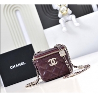 Luxury Discount Chanel Lambskin Clutch with Chain AP4302 Burgundy 2024