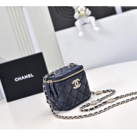 Luxury Cheap Chanel Lambskin Clutch with Chain AP4302 Navy Blue 2024