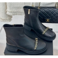 Sumptuous Chanel Lambskin Ankle Boots 4cm with Charm Strap Black 1121051