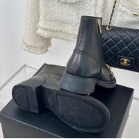 Sumptuous Chanel Lambskin Ankle Boots 4cm with Charm Strap Black 1121051