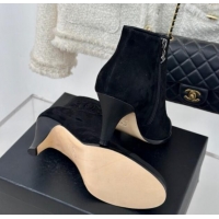 Best Price Chanel Suede Ankle Boots 7cm with CC Patch Black 1121068