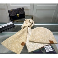 Traditional Specials Loewe Anagram Knit Long Scarf and Hat Set 1021 Beige 2024