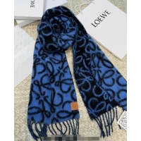 Grade Quality Loewe Anagram Wool and Alpaca Fur Long Scarf 36x186cm LW102101 Blue/Black 2024